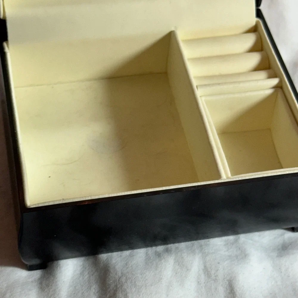 Jewelry Box Black Excellent Mirror Ring Roll Velvet Top Vanity Minimalist Travel